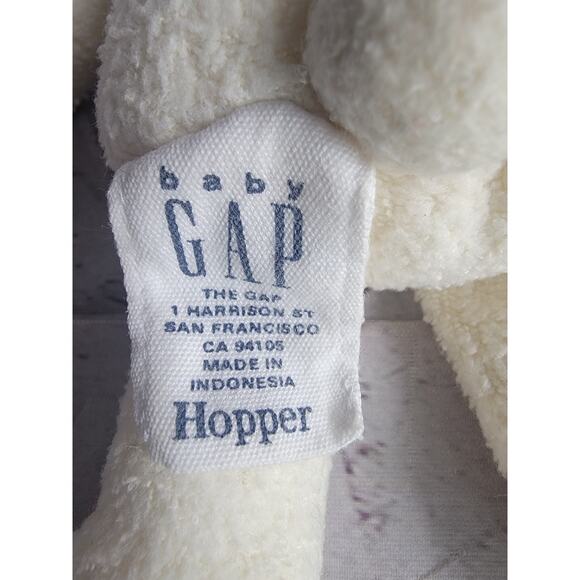 Baby Gap Hopper Pink Stitched Plush Bunny Rabbit Pink Nose Gray Eyes 7in - Picture 6 of 6